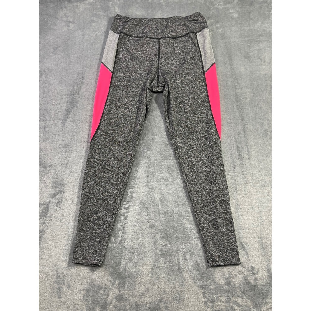 Always Women Gray Space Dye Colorblock Neon Pink Athletic Leggings Size 2XL